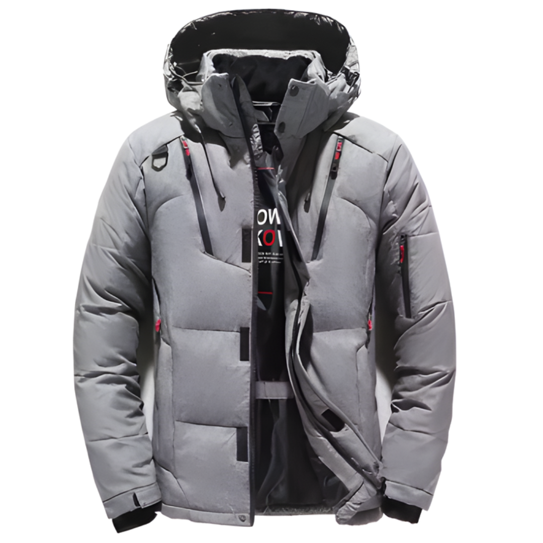 MEN’S HOODED WARM WINTER QUILTED JACKET | FRONT POCKET