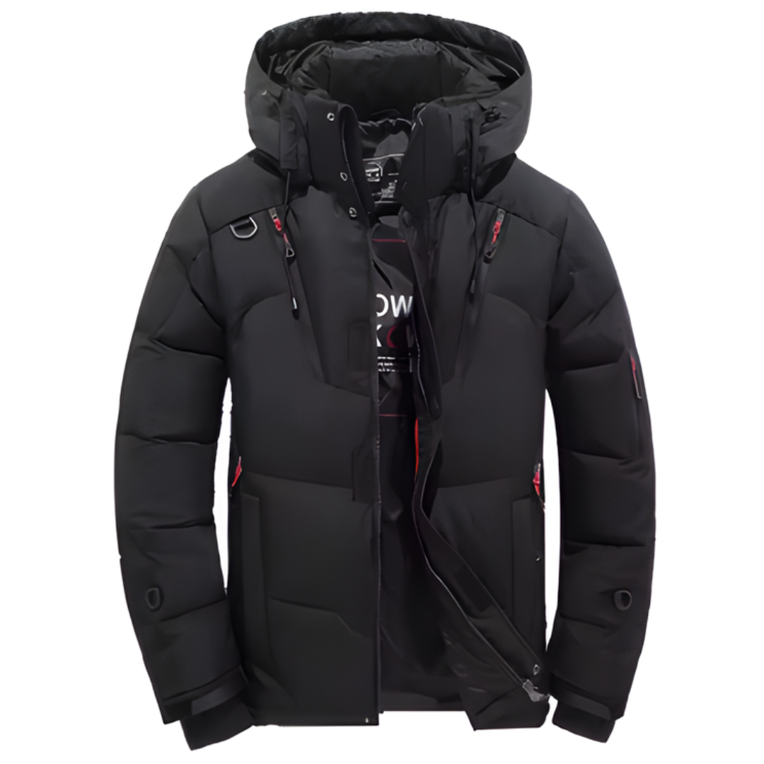 MEN’S HOODED WARM WINTER QUILTED JACKET | FRONT POCKET
