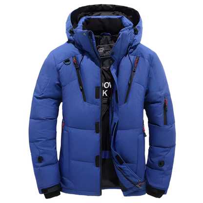 MEN’S HOODED WARM WINTER QUILTED JACKET | FRONT POCKET