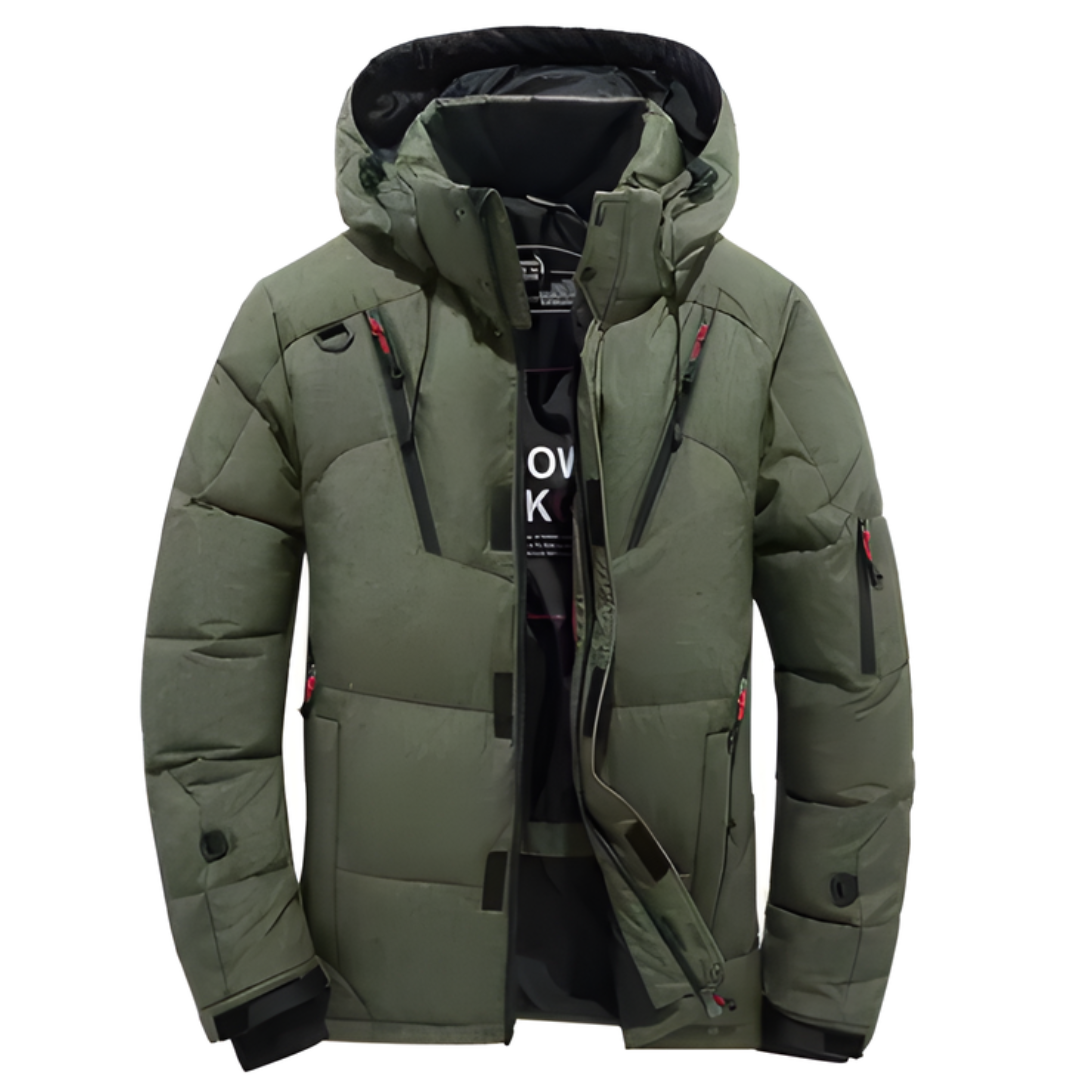 MEN’S HOODED WARM WINTER QUILTED JACKET | FRONT POCKET