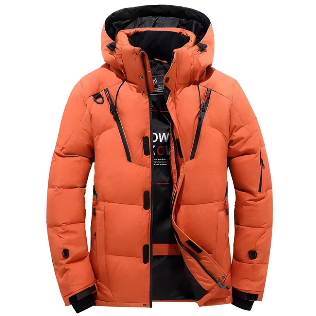 MEN’S HOODED WARM WINTER QUILTED JACKET | FRONT POCKET